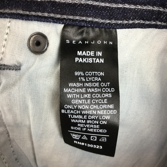 Sean John Blue Washed Splatter Slim Straight Jeans - Picture 6 of 6